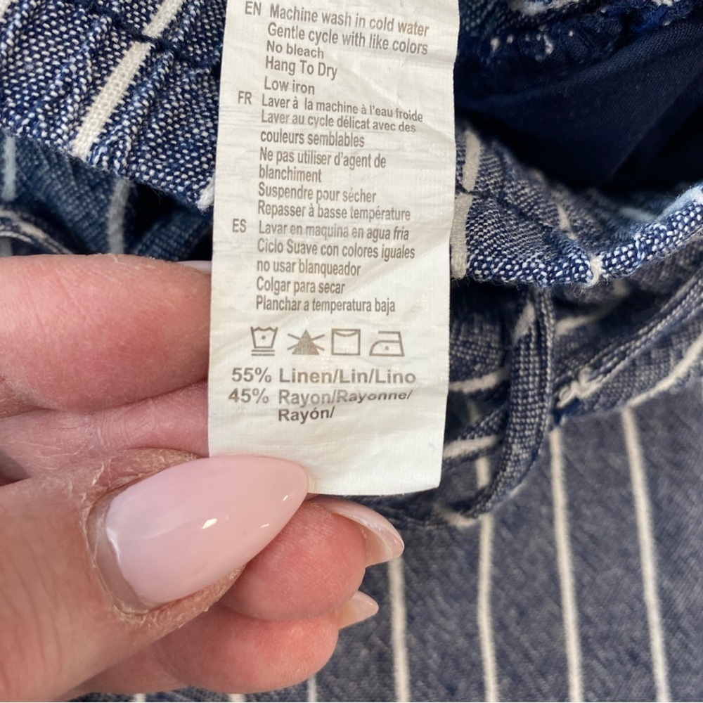 Revamped - Blue Stripe Linen Blend Pant - Size M - Picture 10 of 11